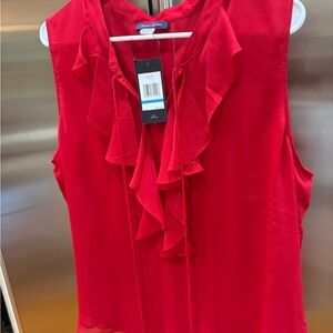 Tommy Hilfiger Vibrant Red Ruffle Blouse new with tags xl